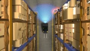 Industrial warehouse stacking packages with order invoices